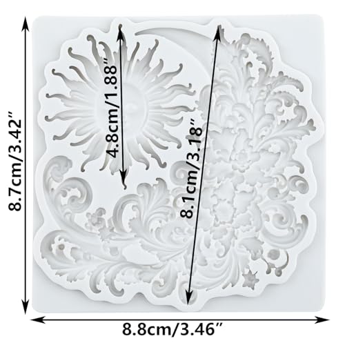 Sun Face Silicone Mold Baroque Curlicues Scroll Lace Fondant Mold - color: Style H