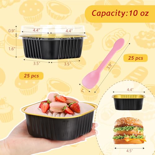 LNYZQUS 10oz Mini Cake Pans with Lids, Small Cinnamon Roll Containers - color: Black, size: Square- 10oz