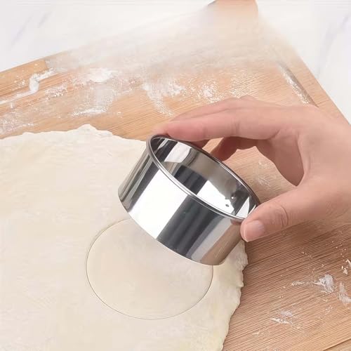 3-Pcs Round Cookie Cutter Set, Stainless Steel Biscuit Cutters