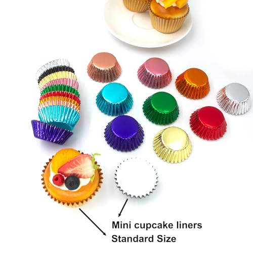 Mini Foil Paper Cupcake Liners, Perfect for Mini Cupcakes, Muffins and Other Treats, Pack of 320, Rosegold - color: Rosegold