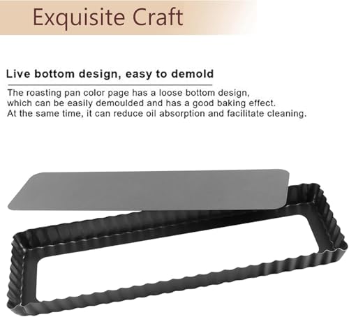 RINCH-PAN Rectangular Tart Pan, 2 PCS 14 Inch Long Pan Non-Stick Tart Pan. - color: Black, size: 14*1.1Inch
