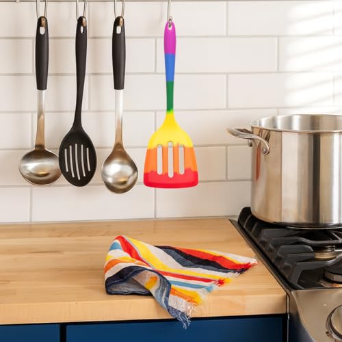Cooking With Pride Non-Stick Slotted Turner, Heat-Safe Silicone With Iron Core, 12-Inch - size: Slotted Turner - 12 Inch