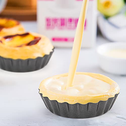 6 pcs Egg Tart Molds, 3" Mini Tart Pans Removable Bottom, Cupcake Cake Muffin Mold Tin Pan Baking Tool, Reusable Quiche Bakeware Carbon Steel for Pies, Quiche Bakeware, Cheese Cakes, Desserts - size: 3-inch Set of 6 Black