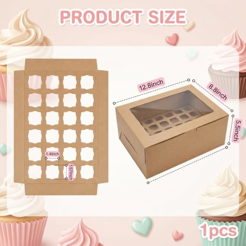 Dessert Shooter Boxes, Cupcake Boxes, 2 Pack Mini Cupcake Container for 24 Count 3oz Dessert Shooters with Window & Inserts, Easy Transport & Presentation Dessert Boxes for Events, Weddings & Home Use