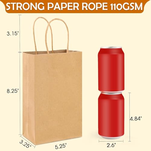 XPCARE Brown Paper Bags with Handles, 32Pcs 5.25x3.25x8.25'' Kraft Bags - color: Brown, size: 1 Count (Pack of 32)