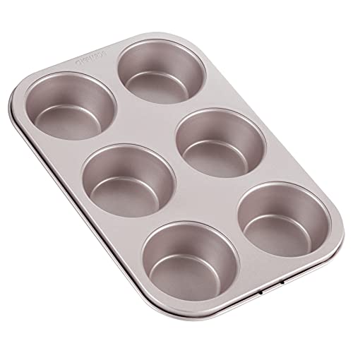 CHEFMADE Muffin Cake Pan, 6-Cavity Non-Stick Cupcake Pan Bakeware for Oven Baking (Champagne Gold) - size: Muffin 6 Cups