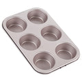 CHEFMADE Muffin Cake Pan, 6-Cavity Non-Stick Cupcake Pan Bakeware for Oven Baking (Champagne Gold) - size: Muffin 6 Cups