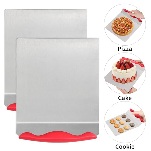 Cake Safe Lifter 7.8"x9.6" Stainless Steel Pizza Transfer Shovel Cookie Spatula - color: Dark Red