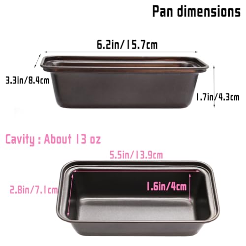 Zddaoole 6 PCS Mini Nonstick Carbon Steel Baking Bread Pan,Mini Loaf Pans,Small Banana Bread Tins,6.2" x 3.2" - size: 6 Pack