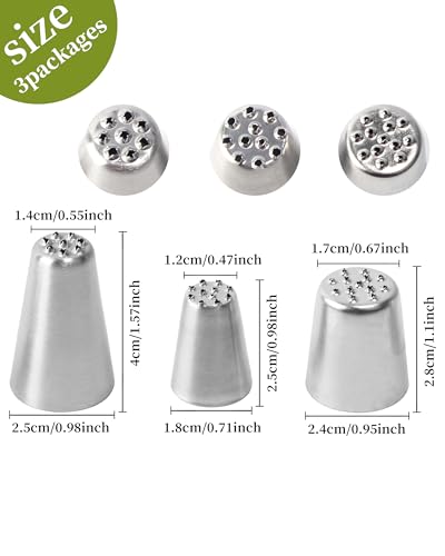 3 Pcs Grass Icing Nozzles Set, Stainless Steel Cake Piping Tips - size: Grass Nozzles-3Pcs