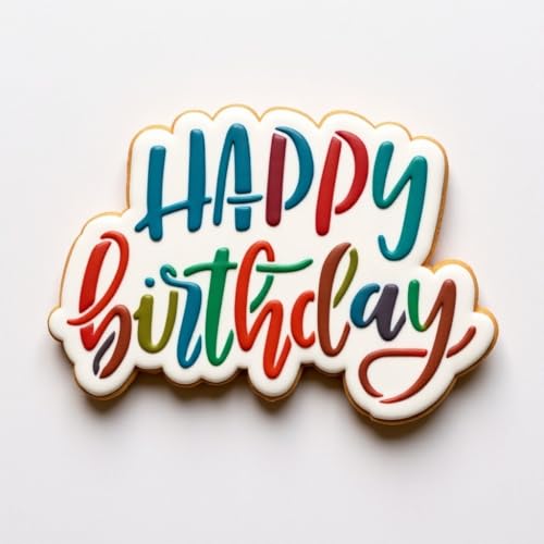 Cookie Cutter and Stencil Bundle Royal Icing Cookies Stencils Paint Your Own Biscuit Bakery Starter Kits Royal Icing Fondant Cutters Birthday Wedding Holiday Cookies Painting Coloring Pages Comb - style: Happy Birthday Set