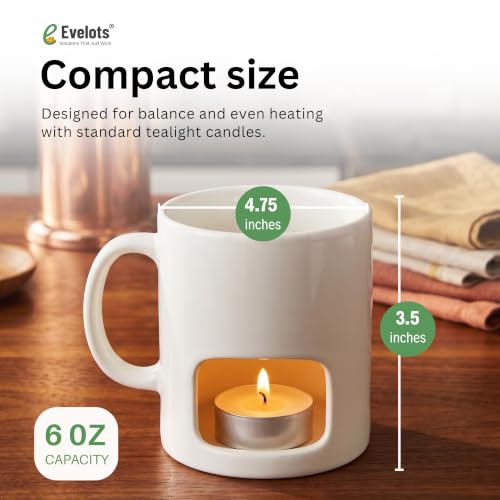 2-Pack Ceramic Fondue Cheese Mugs, 4 Forks & 8 Candles, White - color: White, size: 2 Pack