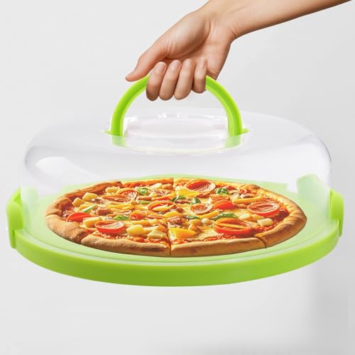 12inch Portable Pie Carrier with Lid and Cupcake Muffin Tart Cookie Keeper Food, for Wedding Party Baby Shower Party Christmas (Green) - color: Green