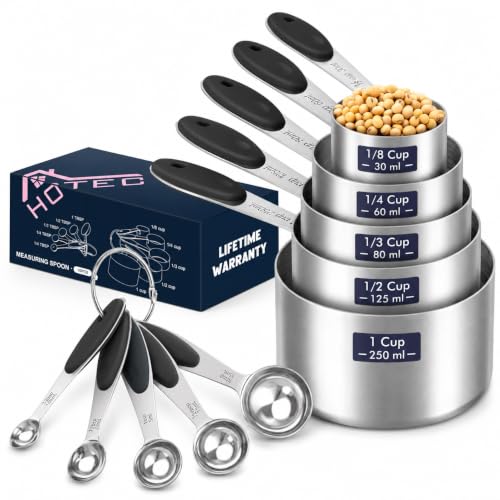 HOTEC 10-Pack Measuring Cups &Spoons Set, Black - color: Black
