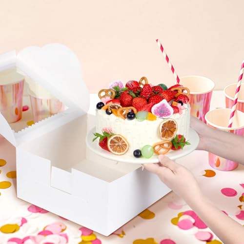 20Pcs 10 Inch Cake Boxes with Window, 10x10x5 In White Bakery Box - color: White, size: 10x10x5 Inch