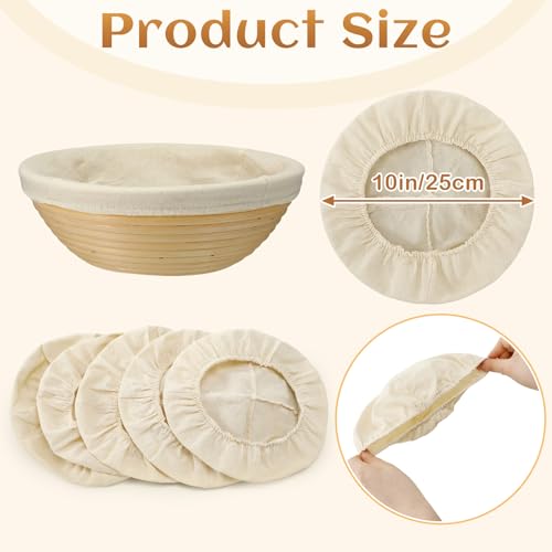 Boao 6 Pcs Bread Banneton Proofing Basket Liner Cloth Cover, Round, 10" - color: Round, size: 10 Inch