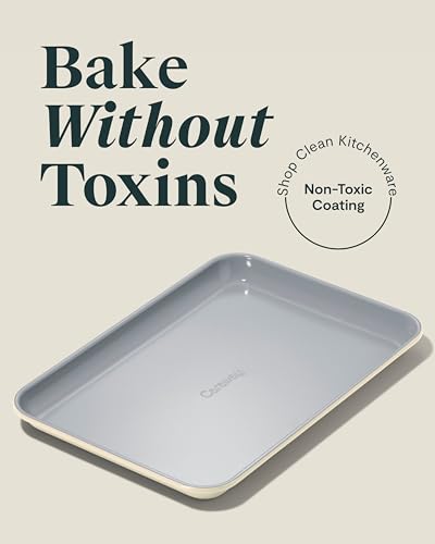 Caraway Non-Stick Ceramic Small Baking Sheet Duo - color: Cream, size: 2x Small 9" x 13"