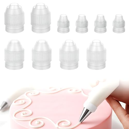 10 Pack 4 Sizes Couplers for Piping Bags, Cake Decorating Coupler Plastic