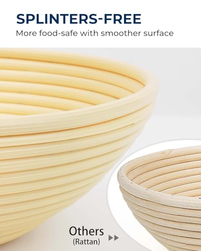 Lorzon Banneton Bread Proofing Baskets Set of 2, 11″ Round & 12″ Oval Sourdough Proofing Baskets with Liners, Proofing Bowls for Sourdough Bread (Plastic) - color: Basic