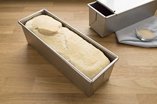 USA Pan Pullman Loaf Pan, 9 x 4 x 4, Aluminized Steel - size: 9 x 4, style: with Lid, Set of 2
