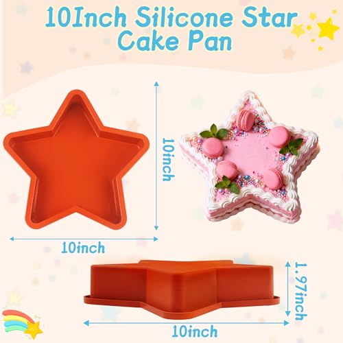 2Pcs Silicone Star Cake Pan for Baking, 10Inch Large Nonstick Silicone Star Shaped Cake Mold for Baking Cake - size: 10Inch Star Cake Pan
