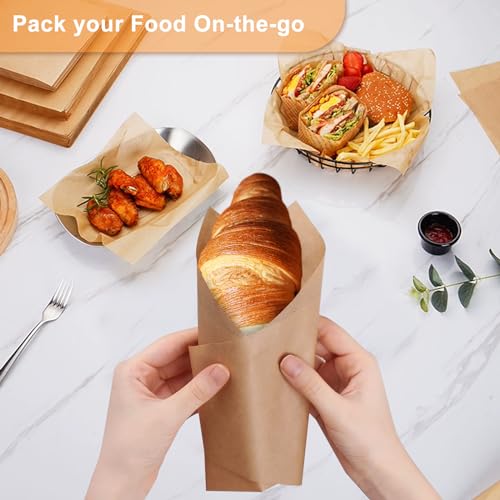 100 Count Pre-Cut Deli Wax Paper Sheets, 12x12" Natural Kraft Parchment Paper Sheets for Food Basket Liners, Greaseproof Deli Squares Sanwich Wrappering Paper for BBQ, Picnic, Festival, Fair Neyimqr - color: Kraft