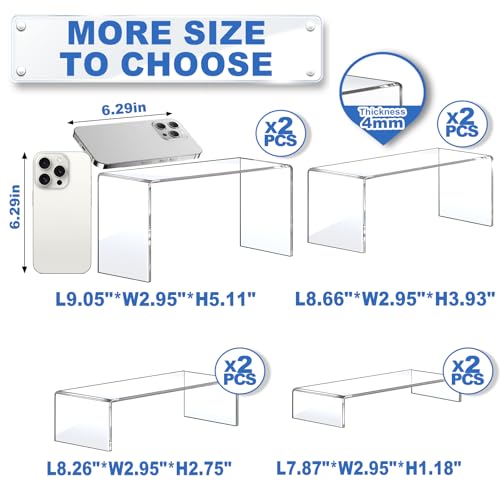 Aheroi Acrylic Risers Display Stands, Acrylic Stands for Display 8Pcs 2Set