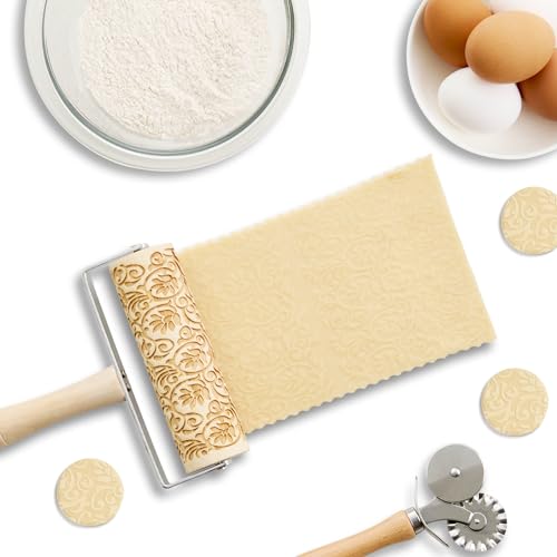 Mrs. Anderson's Baking Mini Embossing Rolling Pin, Floral Scroll Design - style: Floral Scroll, Mini