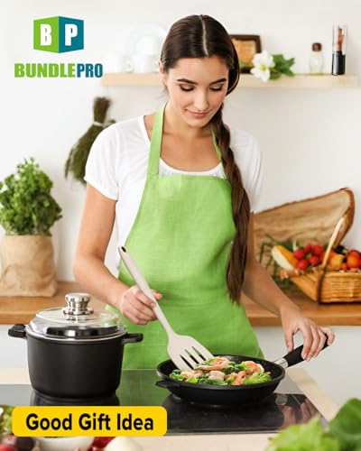 BUNDLEPRO Silicone Spatula, Solid & Slotted Turner, One-Piece, 2 Pack,Khaki - color: Khaki