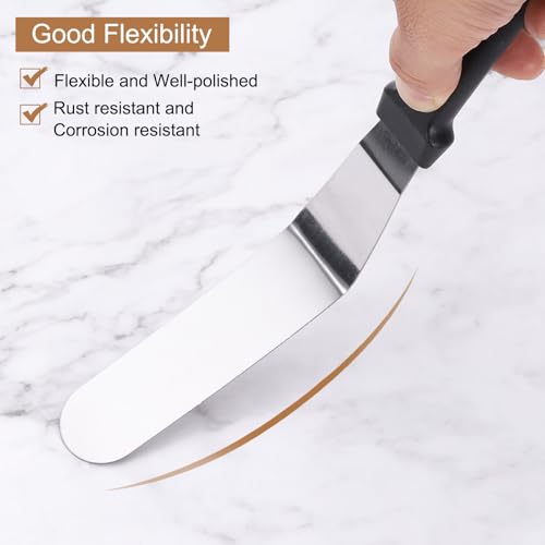 uxcell Icing Spatula with 12 Inch Stainless Steel Bent Blade Cake Angled Scraper Offset Frosting Spatula with Plastic Handle for Cake Decorating, Smoothing Frosting, Baking, Black - size: 12 Inch