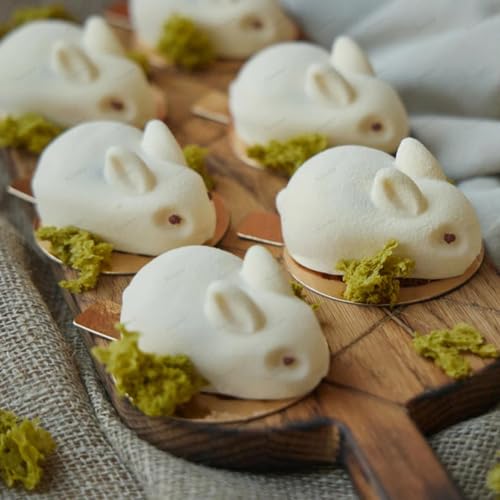 Silicone Easter Mousse Cake Mold Nonstick Baking Chocolate Jelly Pudding Molds for Easter Birthday Ice Cream Loaf Muffin Candy Pie Bread Soap (Little Rabbit 6 Cavities) - color: Little Rabbit 6 Cavities