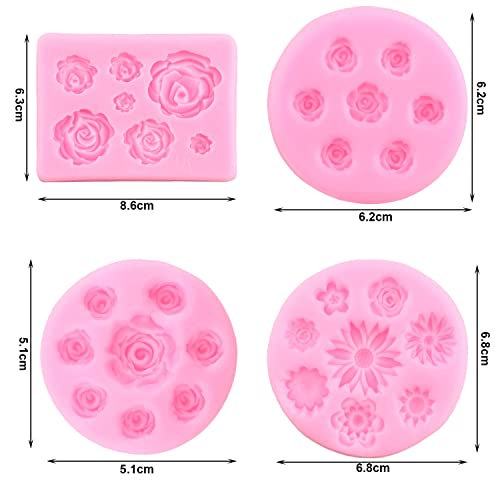 ZiXiang Rose Flower Silicone Molds Daisy Flower Fondant Mold Set Of 4 - color: Style A