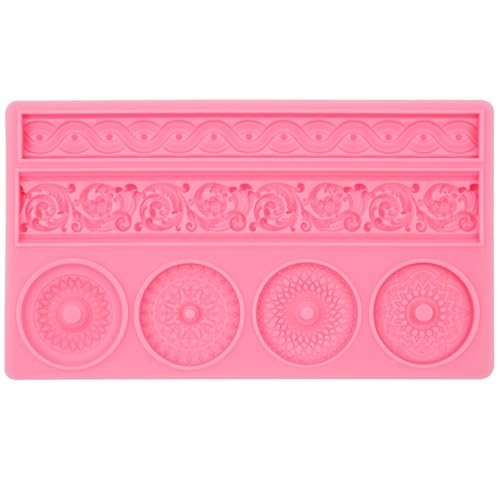 Baroque Style Cake Border Silicone Mold - color: pink(M16)