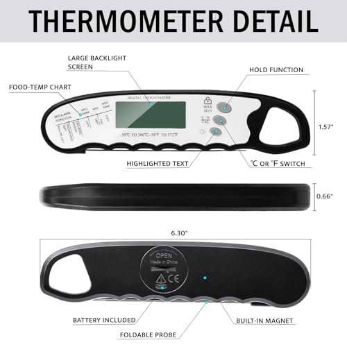 COOLMI Digital Meat Thermometer for Cooking, 2-4 Sec, Waterproof - color: Classic Model-Black