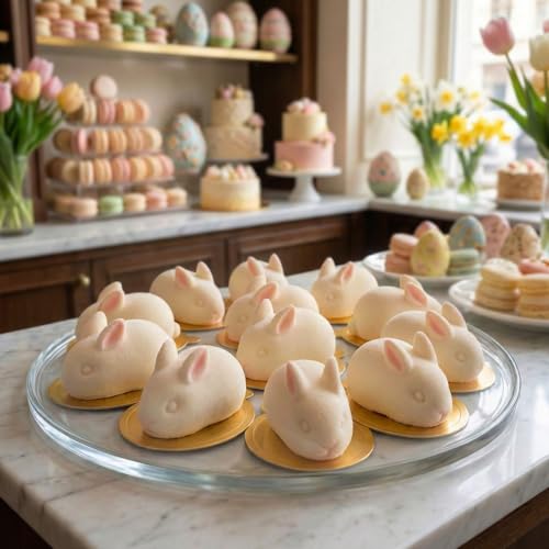 Pastry Tek 6 Cavities Chocolate Bunny Mold, 1 Oven-Ready Easter Candy Mold - Flexible, Freezable, White Silicone Bunny Pan, Easy Release, For Baking - Restaurantware - size: 1 Count, style: Bunny