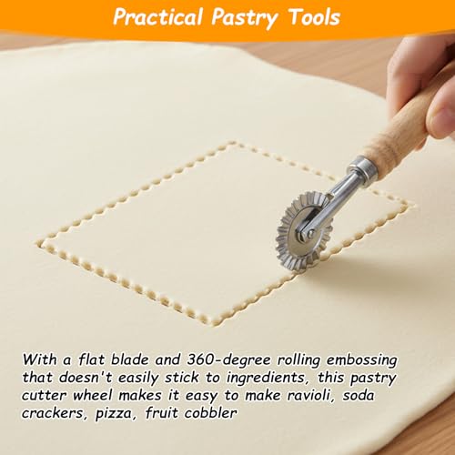 2 Pcs Pasta Cutter Wheel Sturdy Fluted Ravioli Cutter Wheel