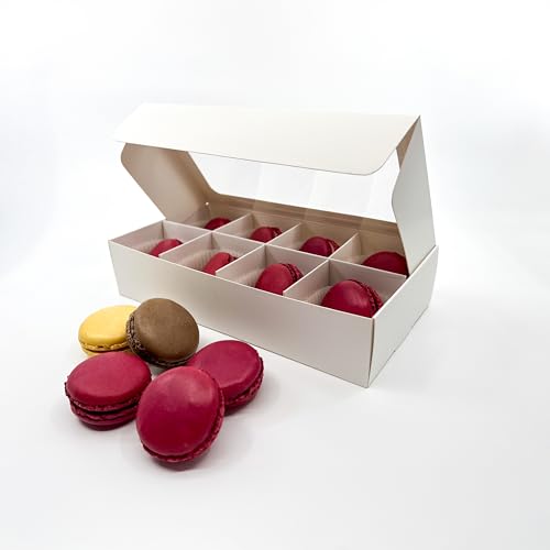 20-Ct White Treat Boxes, 8.75x4.5x1.9in, Window & Dividers - color: White, size: 8.75 x 4.5 x 1.9 in (8 compartments)