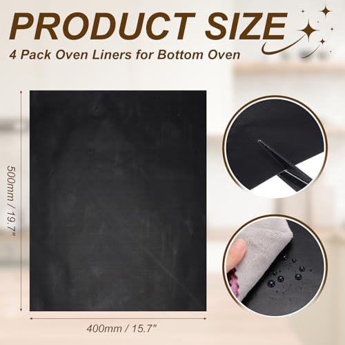 uxcell 4Pack Oven Liners 19.7x15.7" 0.2mm Thick Oven Mats Under Grill - color: Black, size: 19.7 x 15.7"(0.2mm Thick)