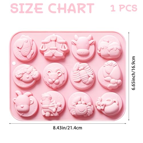 12 Constellation Animal Silicone Mold for Chocolate, Jello, Soap - color: Pink-XY039