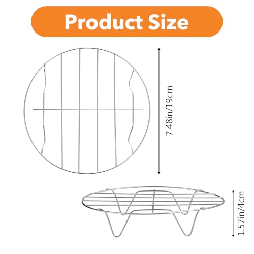 2 Pack 7.8" Stainless Steel Steamer Rack Multi-purpose Round Racks