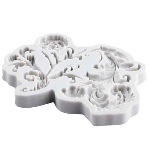 Lingzhi Baroque Fondant Mold Curlicues Relief Scroll Lace Silicone Molds - color: Style A