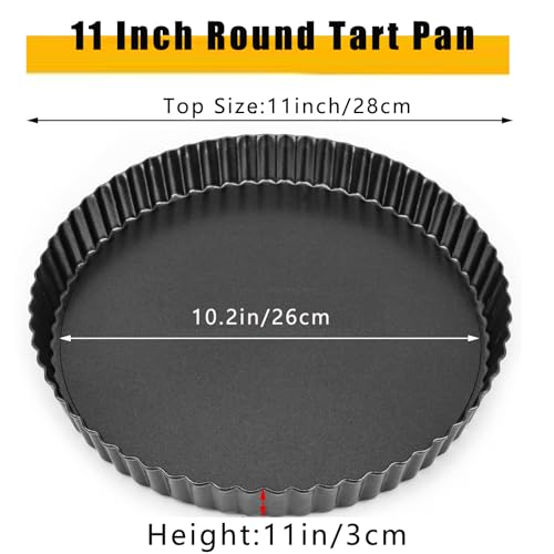 RICHSC-PAN Tart Pan 11 Inch Tart Pan Carbon Steel Round Non-Stick Pan. - size: 11*1.1Inch