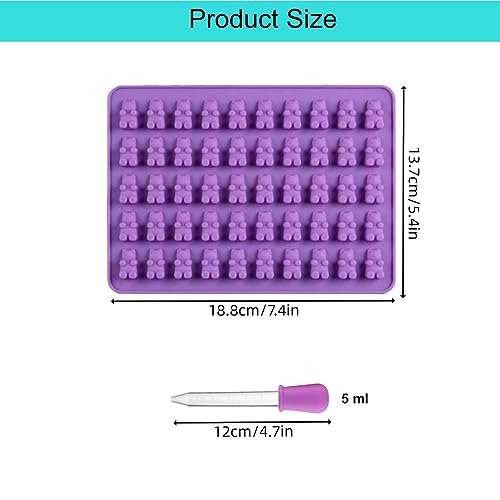 2 Piece Gummy Bear Silicone Molds For Chocolate Candy (Purple) - color: Purple