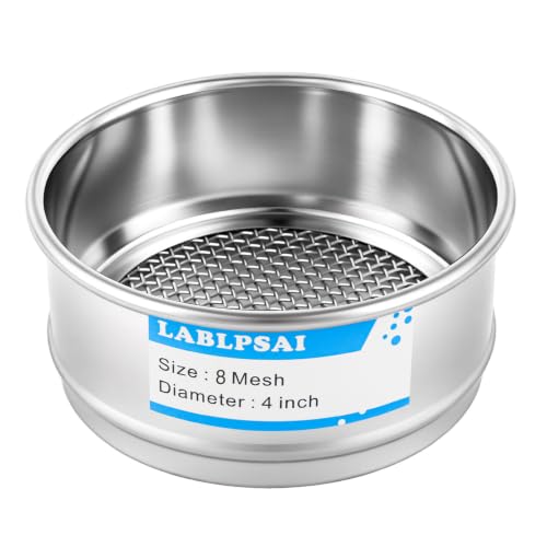 8 Mesh Lab Sieves 4" Diameter 304 Stainless Steel Wire Cloth Test Sieve for Industrial Laboratory Home - size: 8 mesh