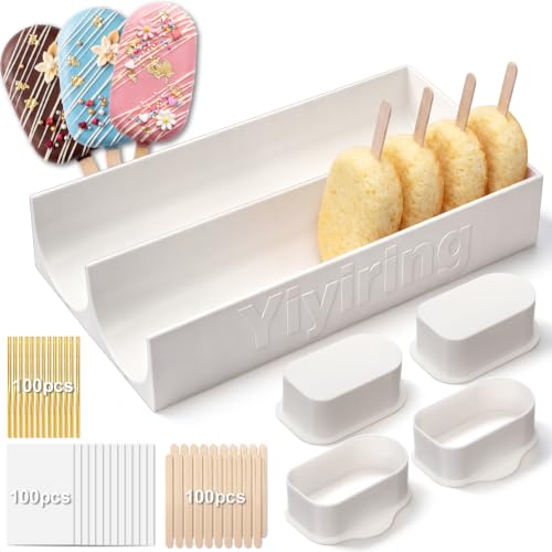 2 Set 3.6'' Cakesicle Cutter with 9'' Dual-slot Tray Cake Mold Set - color: White, size: 3.6in, style: Dual-slot