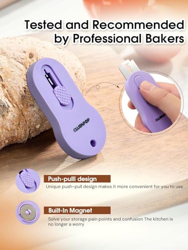 CLUEAPOP Bread Lame Sourdough Scoring Tool, Extractable & Magnetic Lame Scoring Tool, Bread Dough Cutter Slashing Razor Tool, Bread Scoring Tool for Sourdough Bread Baking - Scoring Knife - color: Purple