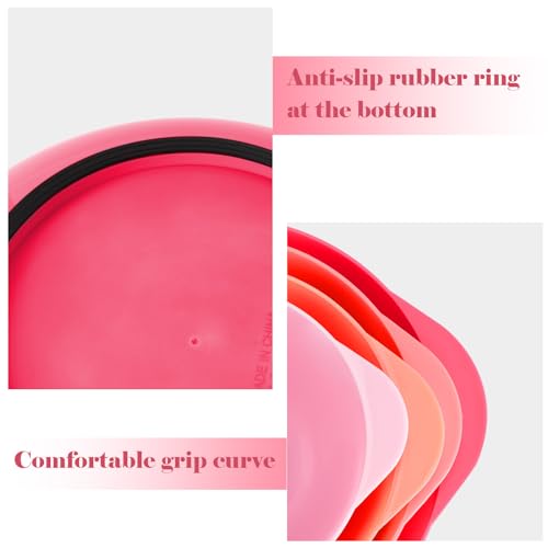 BoxedHome Mixing Bowls Set of 4, BPA Free Plastic,Microwave Safe, Rose Red - color: Pink Gradient