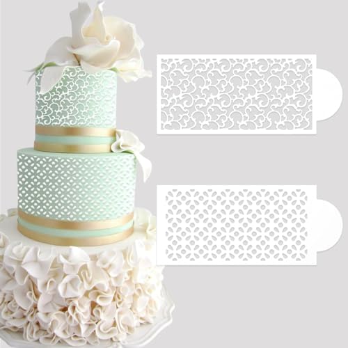 10 Pcs Cake Stencils Cake Templates Set Floral Plant Wedding Icing Stencils Irregular Geometry Lace Cake Molds Cookie Dessert Buttercream Decorating Baking Supplies Mesh Printing for Cake Decoration