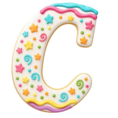 Mighty Gadget Fancy Cursive Letter A to Z Cookie Cutter - 4" Tall Alphabet Baking Mold (Random Color) (C) - color: C