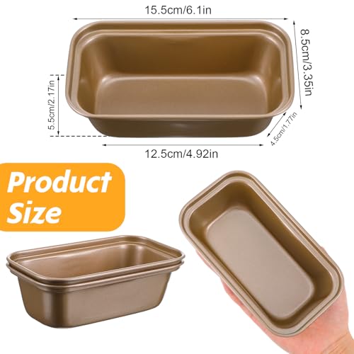 MAQUITA 12 Pcs Mini Loaf Pans for Baking Bread, 6.1 x 3.3 x 2.1 Inches Small Banana Bread Pan Nonstick, Rectangle Carbon Steel Baking Pan for Oven Available Homemade Bread Meatloaf Loaf Cake, Gold